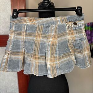 BONGO Plaid Mini Skirt in Blue and Tan